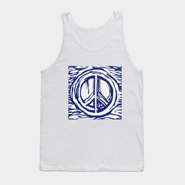 Peace Sign Royal Blue Shadow Silhouette Anime Style Collection No. 268 Tank Top by cornelliusy